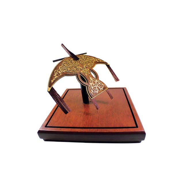 3D Wooden Miniature Wau Kite Crescent Style on Display Base