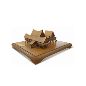 3D Wooden Miniature Traditional Malay House on Display Base