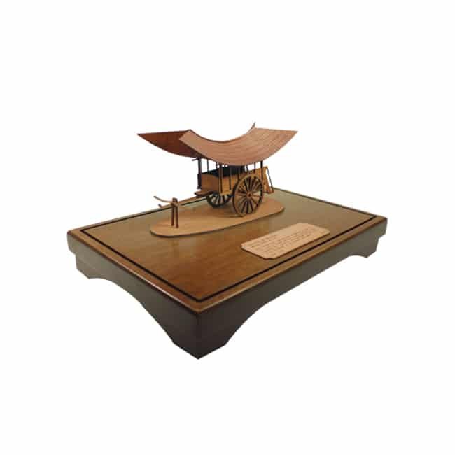 3D Wooden Miniature Trishaw on Display Base