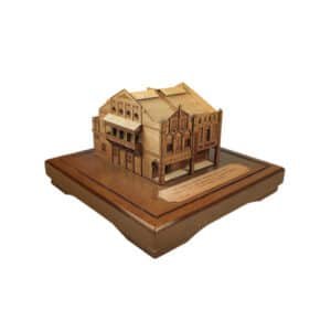 3D Wooden Miniature Two-Storey Heritage Shophouse on Display Base