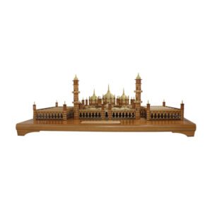 3D Wooden Miniature Mosque with Domes and Minarets on Display Base