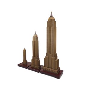 3D Wooden Miniature Art Deco Skyscraper Trio on Display Base