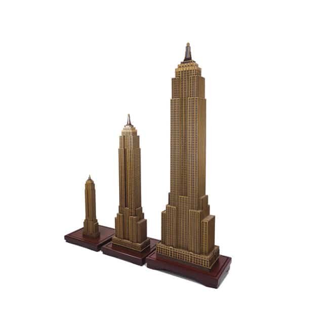 3D Wooden Miniature Art Deco Skyscraper Trio on Display Base
