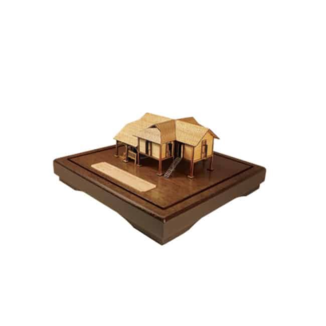3D Wooden Miniature Small Kampung House on Display Base