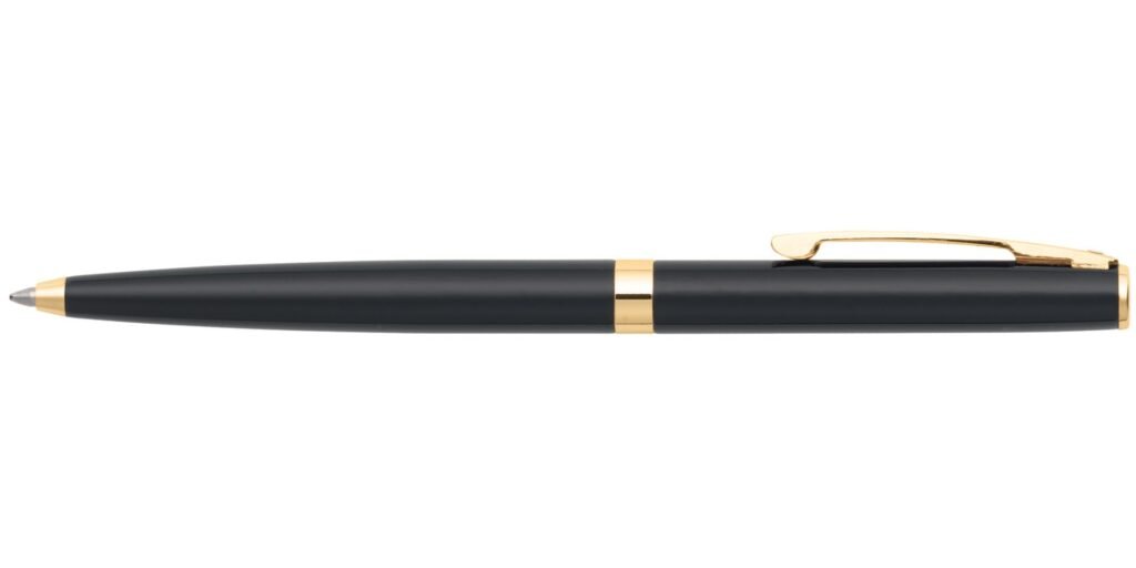 Matte Black Ballpoint Pen with Gold Trim