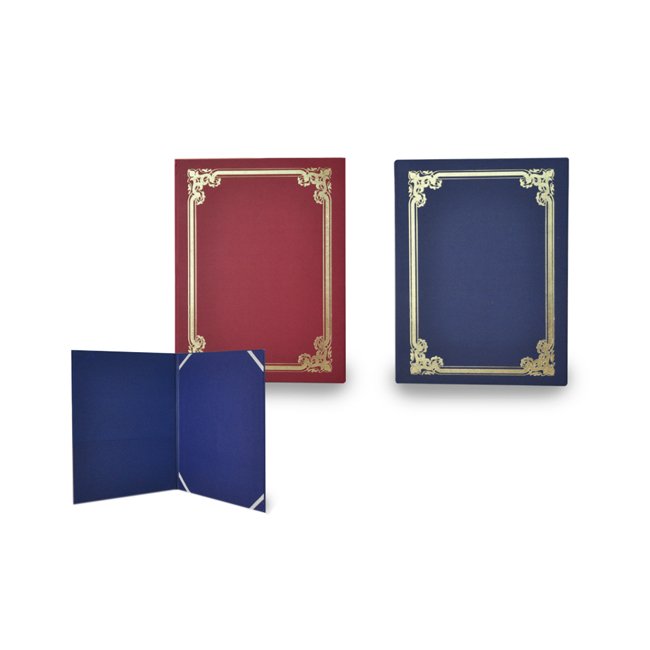 Certificate Folder with Gold Frame Border and Corner Holders