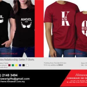 Couple Round-Neck T-Shirt Set Devil Angel and King Queen Designs