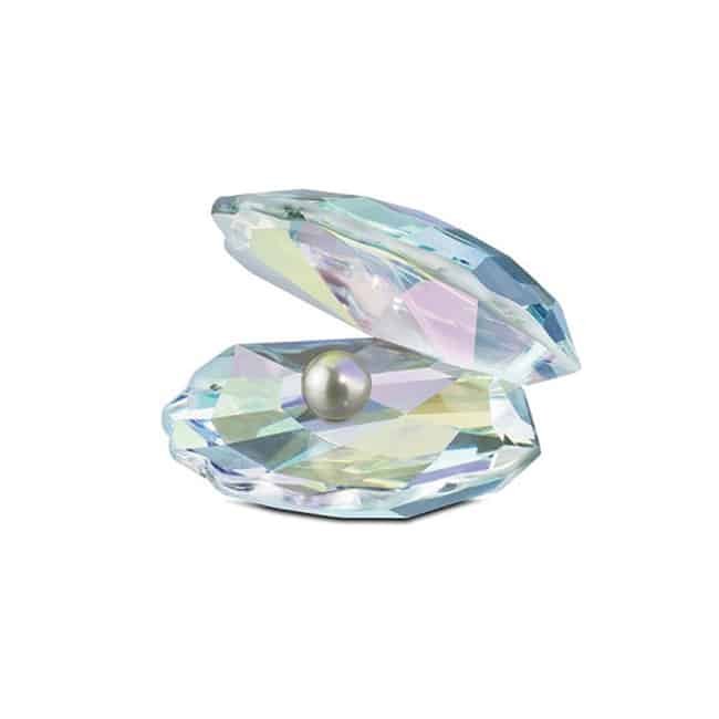 Iridescent Crystal Shell with Grey Pearl
