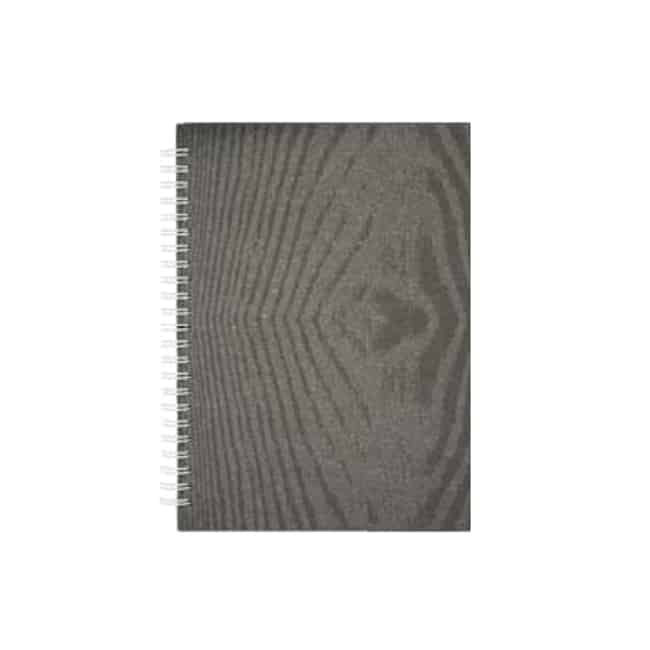 Wire-O Notebook with Wood-Grain Cover in Charcoal Grey