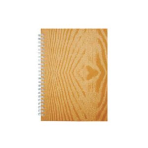 Wire-O Notebook with Wood-Grain Cover in Amber Orange