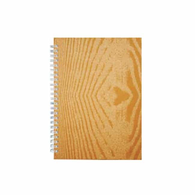 Wire-O Notebook with Wood-Grain Cover in Amber Orange