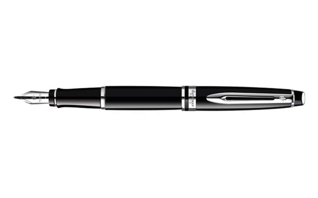Black Lacquer Fountain Pen with Chrome Clip