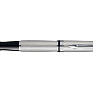 Brushed Steel Fountain Pen with Black Cap