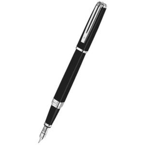 Slim Black Fountain Pen with Chrome Trim
