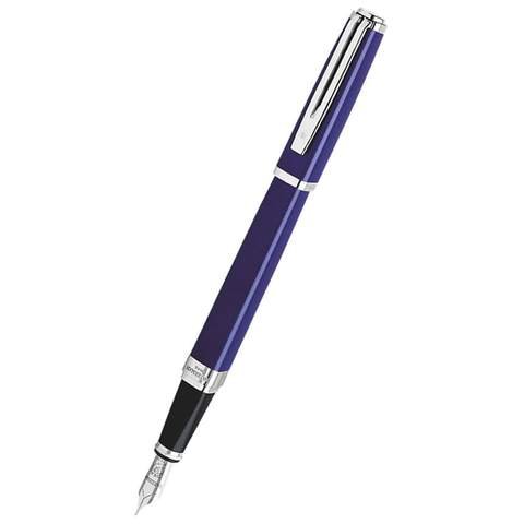 Blue Lacquer Fountain Pen with Chrome Trim