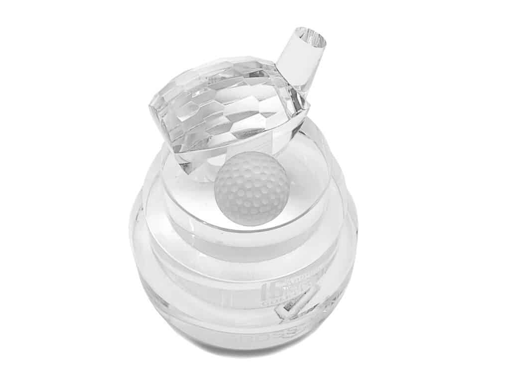 Crystal Golf Ball on Faceted Stand
