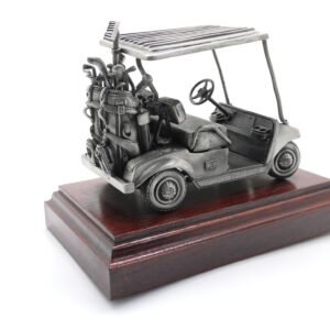 Pewter Golf Buggy on Wooden Base