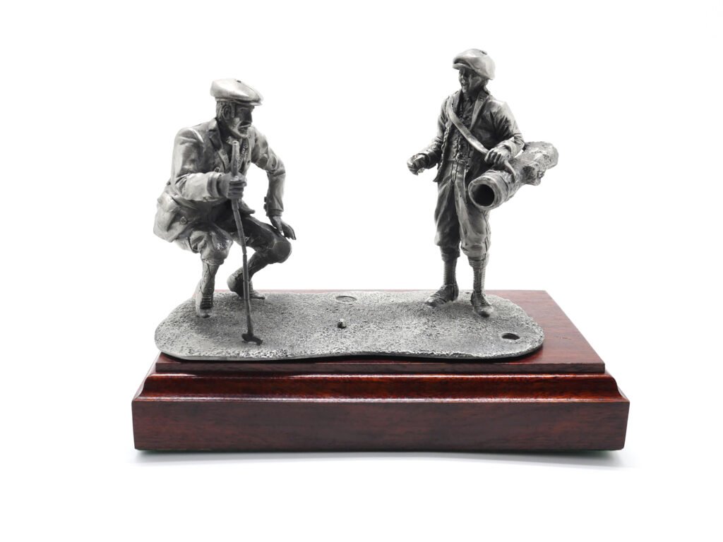 Pewter Two Golfers on Green Base