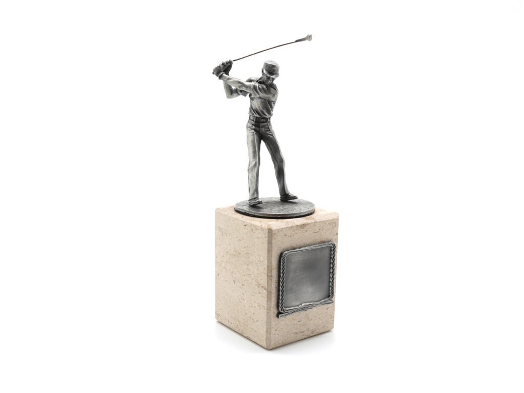 Pewter Golfer on Marble-Look Block