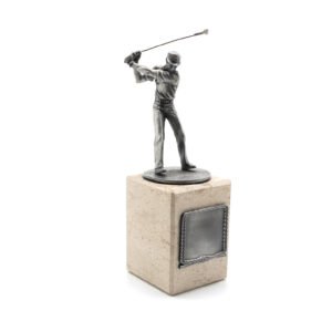 Pewter Golfer on Marble-Look Block