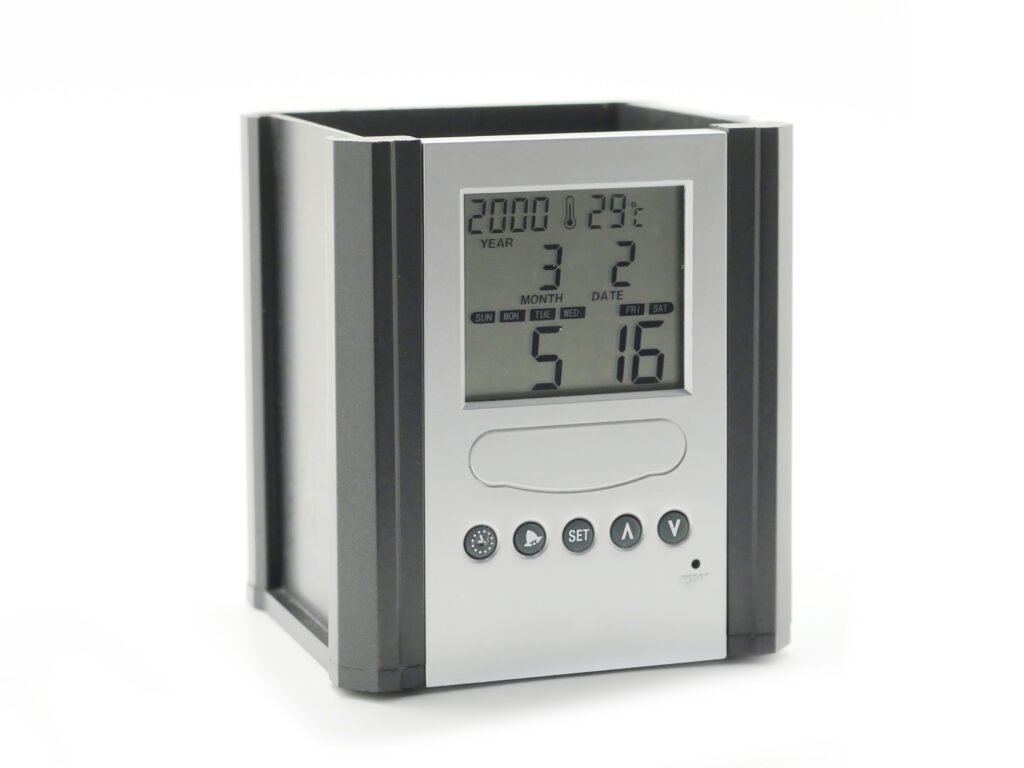 Pen Holder with Digital Clock Calendar Display