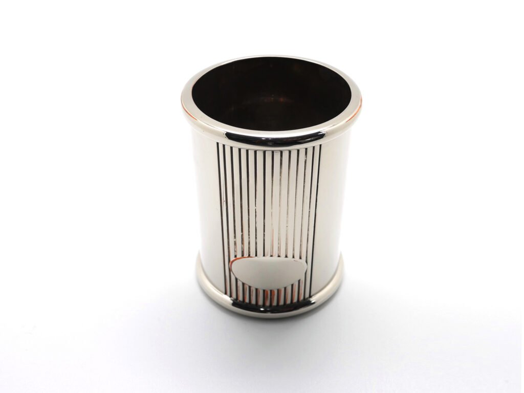 Fluted Silver Metal Pen Cup