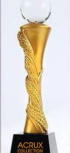 Acrux Gold Pedestal Plant Motif Globe Trophy HMGT64