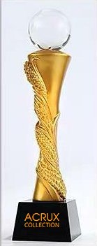 Acrux Gold Pedestal Plant Motif Globe Trophy HMGT64