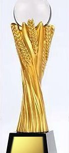 Acrux Gold Pedestal Wheat Motif Globe Trophy HMGT65