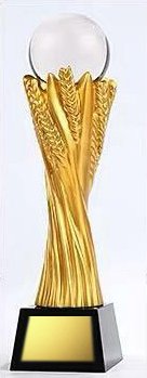 Acrux Gold Pedestal Wheat Motif Globe Trophy HMGT65