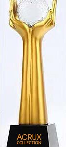 Acrux Gold Hands Holding Crystal Globe Trophy HMGT66
