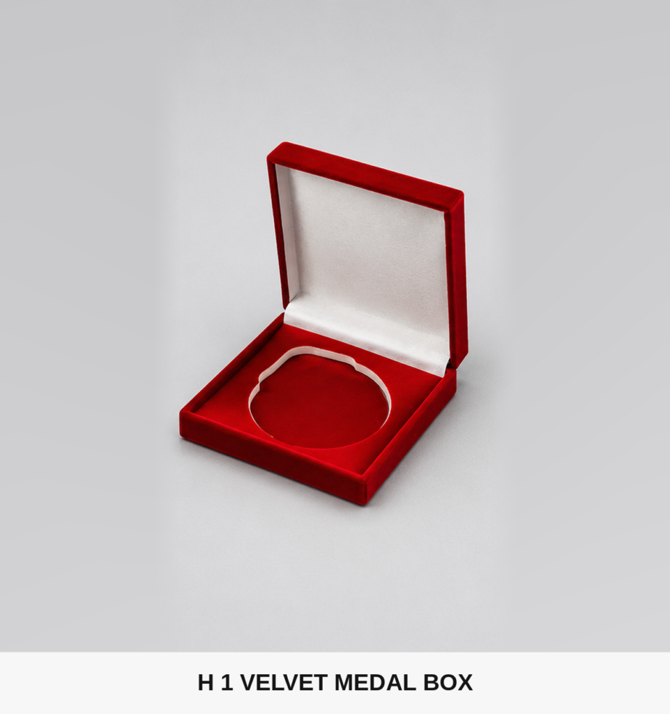 Red Velvet Medal Presentation Box (Model H-1-VELVETMEDALBOX-3)