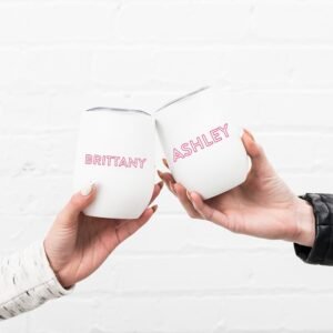 Personalised Stemless Wine Tumbler with Lid