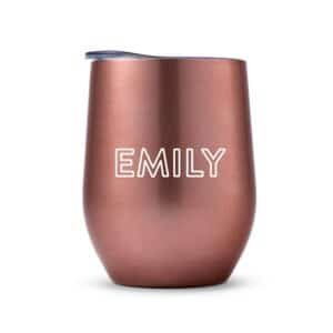 Personalised Stemless Wine Tumbler with Lid