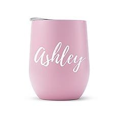 Personalised Stemless Wine Tumbler with Lid