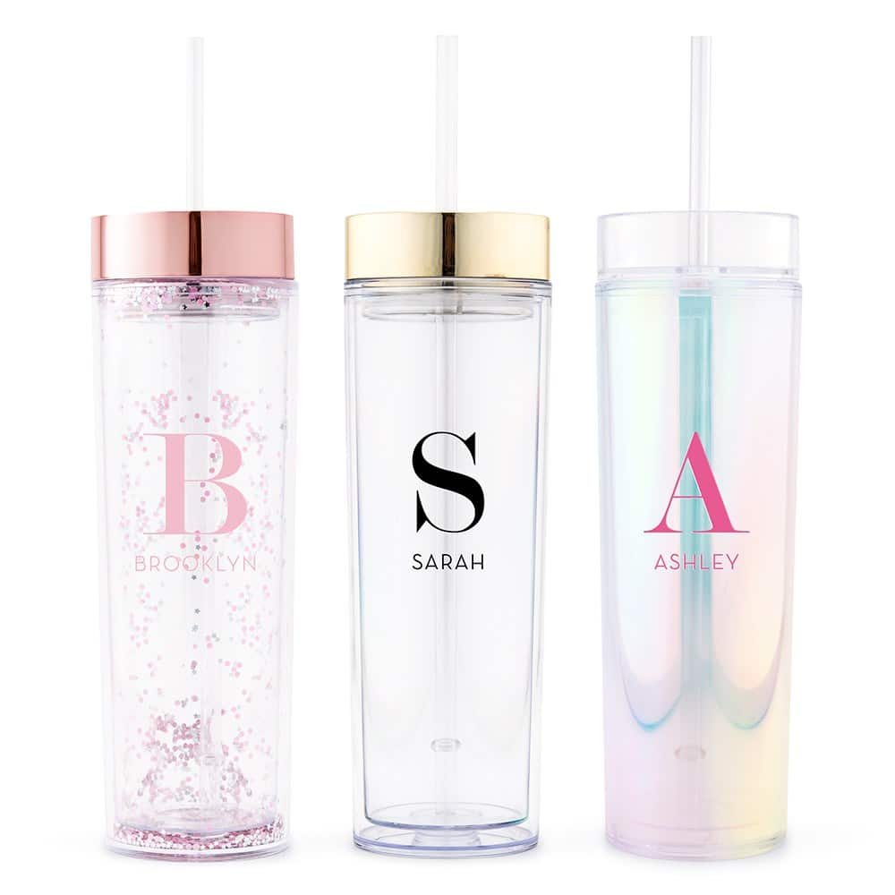 Personalised Skinny Tumbler with Straw