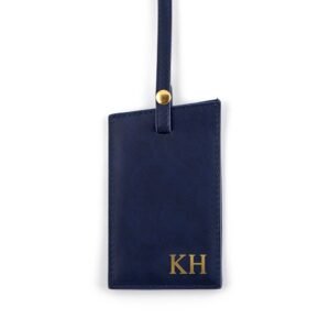 Monogram Leather-Look Luggage Tag with Gold Initials