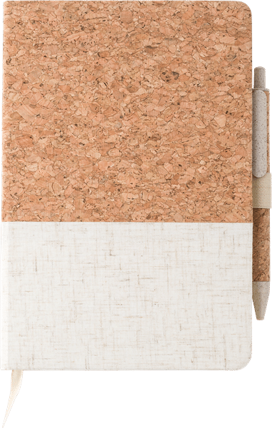 Cork and Linen Cover Notebook with Pen