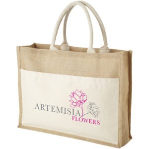 Jute Tote Bag with Cotton Front Pocket
