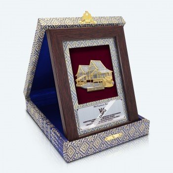 Framed Relief Plaque Traditional House in Songket Box