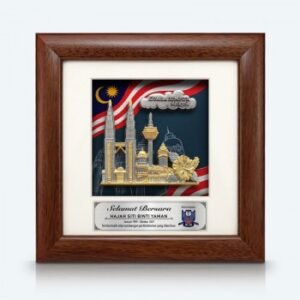 Framed Relief Plaque KL Landmarks with Flag Background
