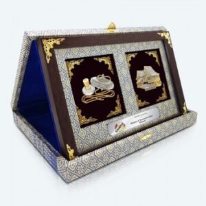 Framed Relief Plaque Sireh Set and Traditional House in Songket Box