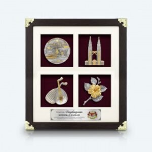 Framed Relief Plaque Four-Panel Malaysian Icons