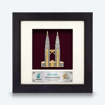 Framed Relief Plaque Petronas Twin Towers Best Wishes
