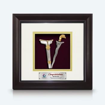 Framed Relief Plaque Keris and Sheath Small Square