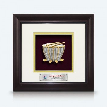 Framed Relief Plaque Traditional Drum Small Square