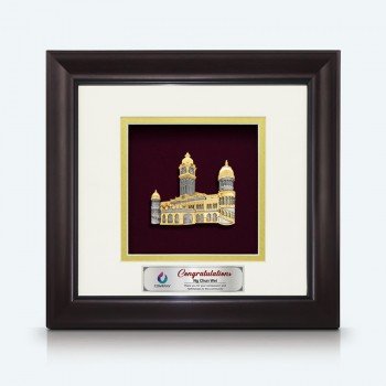 Framed Relief Plaque Clock Tower Building Small Square