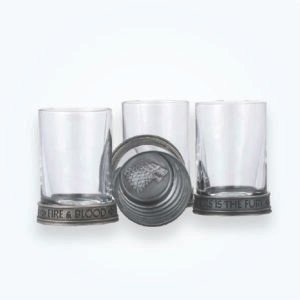 Glasses with Pewter Emblem Coasters