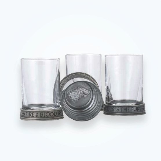 Glasses with Pewter Emblem Coasters