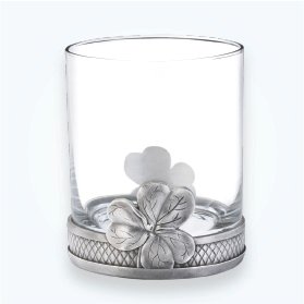 Rocks Glass with Pewter Clover Flower Base